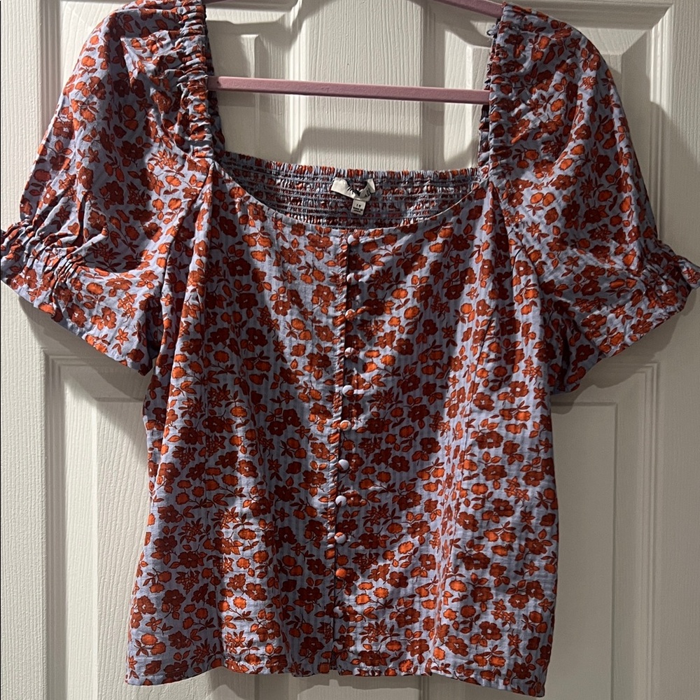 Floral Women's Top - Red and White